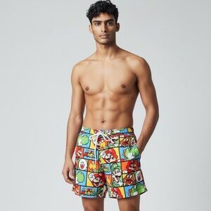 Super Mario men’s swim trunks size small 28/30 mesh lining good condition